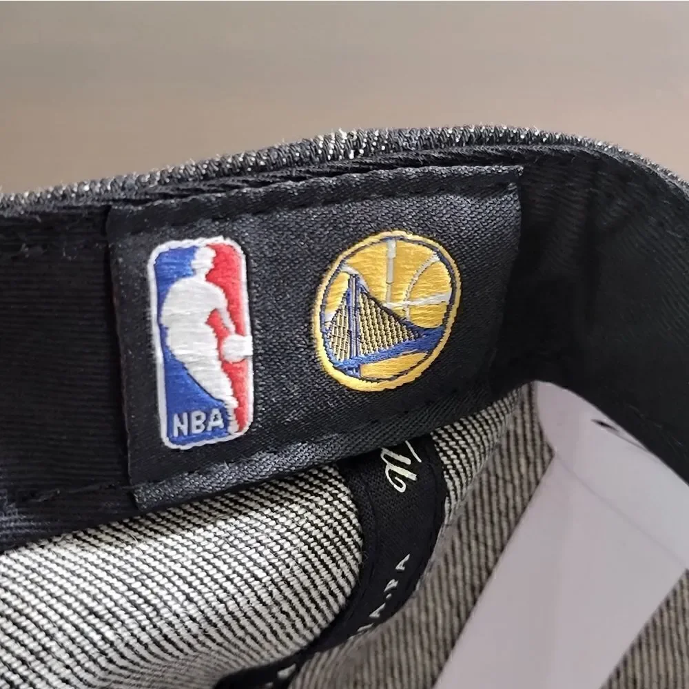 NBA Golden State Warriors Mitchell & Ness Black Denim Dad Hat Cap Curry Klay New